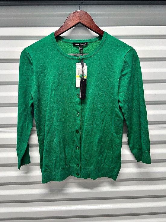 Cable & Gauge Sweaters - Cable & Gauge Caterpillar Green Cardigan Size Medium NWT